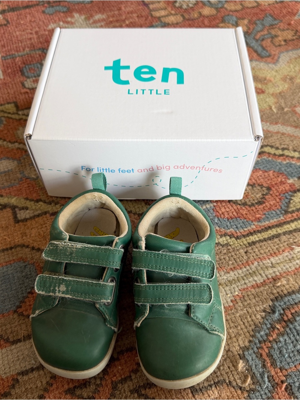 Ten Little Kids' Green Velcro Sneakers
